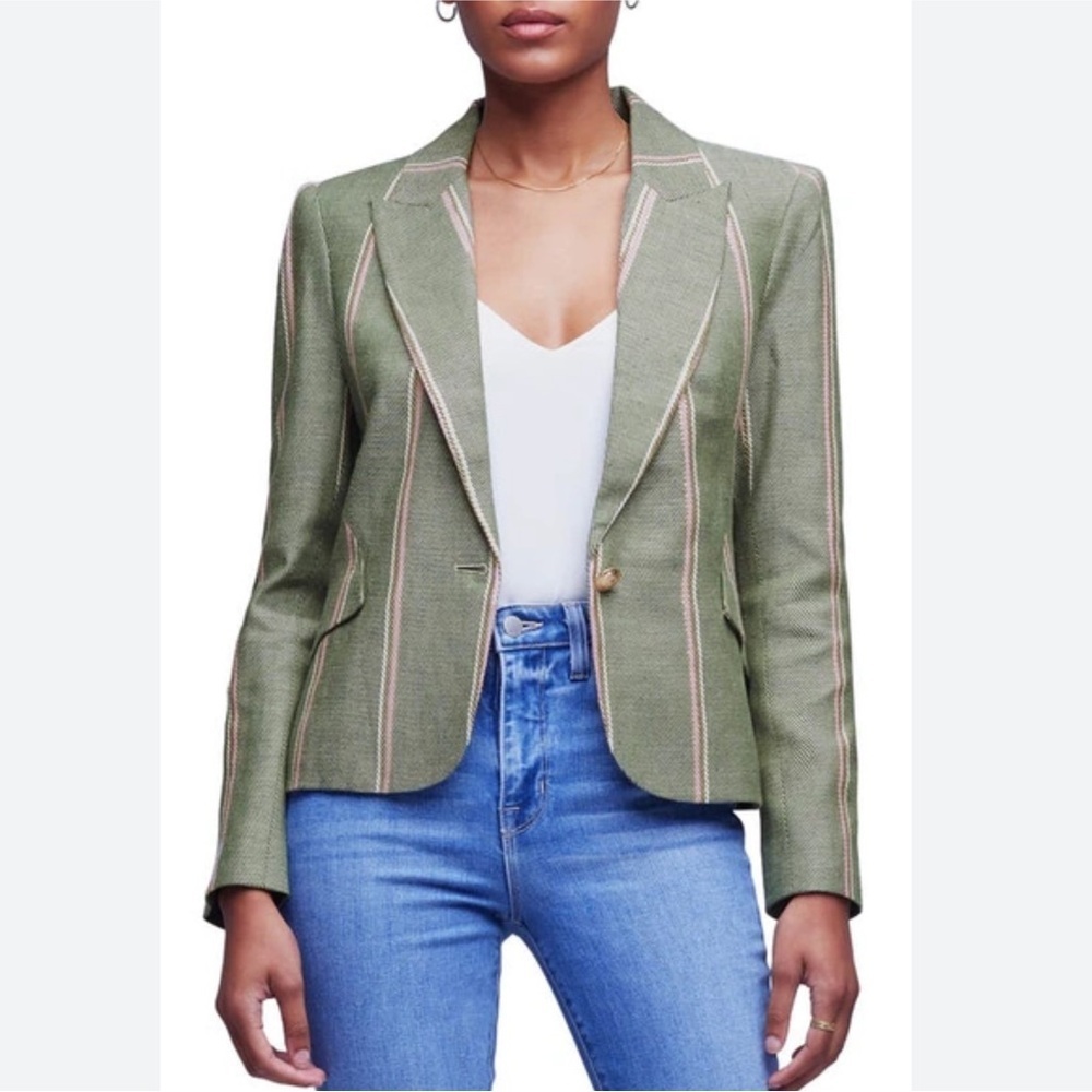 NWT L'AGENCE Green Blazer with Gold Accents